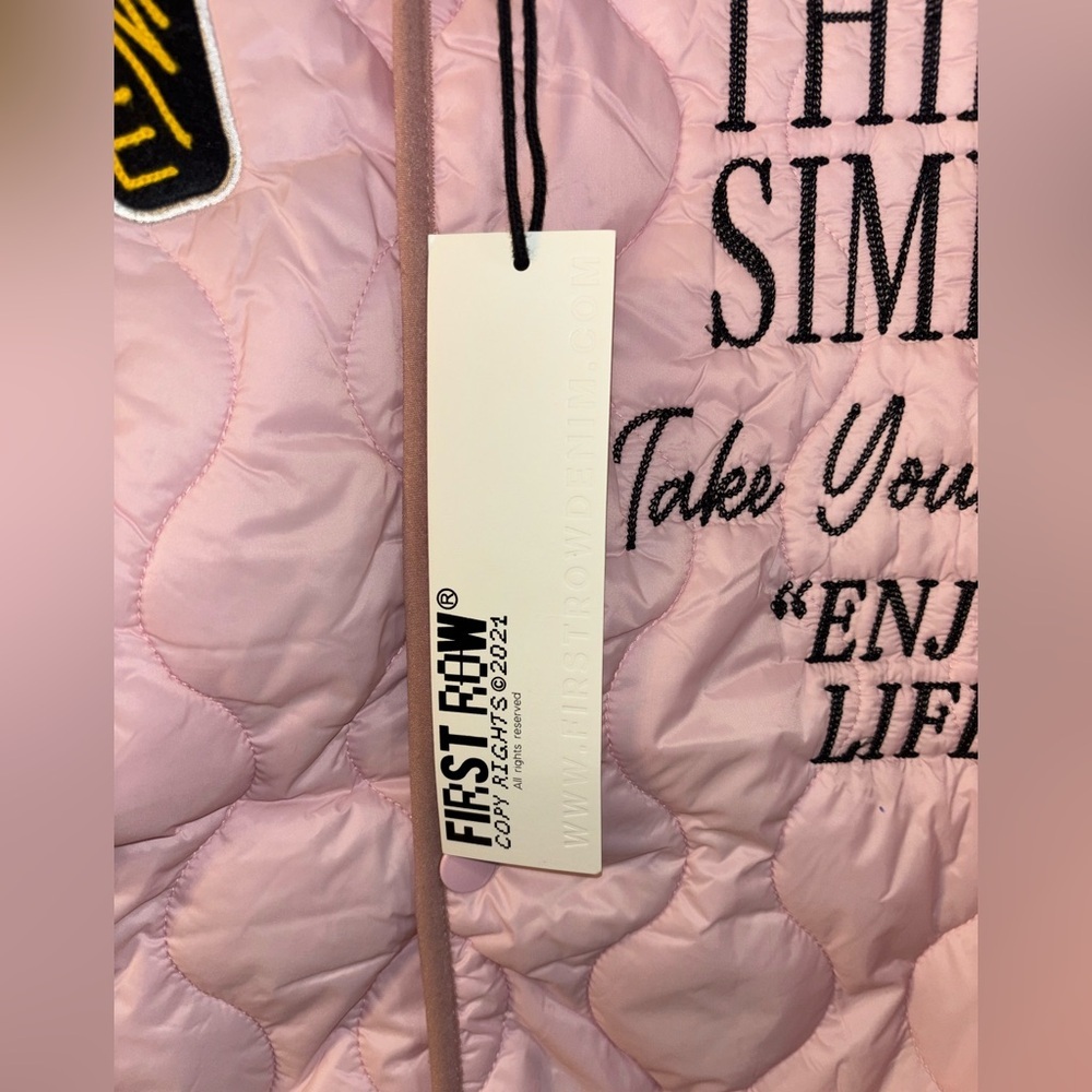 First Row Denim men's pink quilted puffer jacket - Picture 4 of 7
